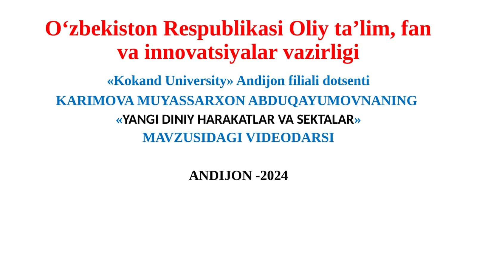 YANGI DINIY HARAKATLAR VA SEKTALAR 1