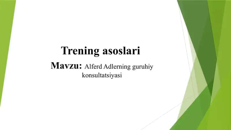 Alfred Adlerning guruhiy konsultatsiyasi 1