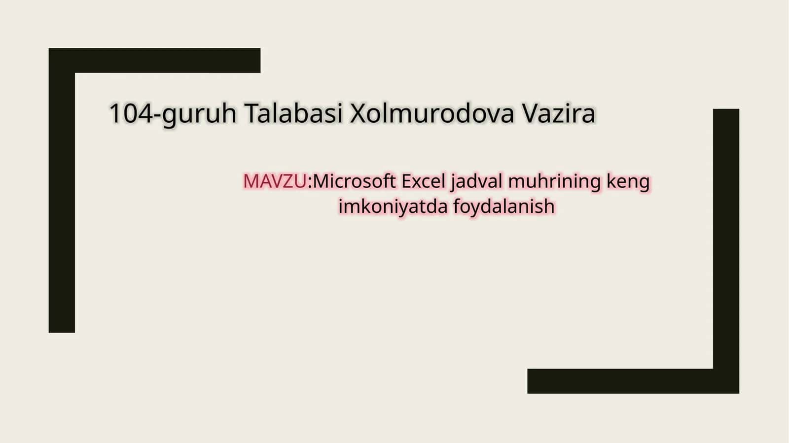 Microsoft Excel jadval muhrining imkoniyat 1