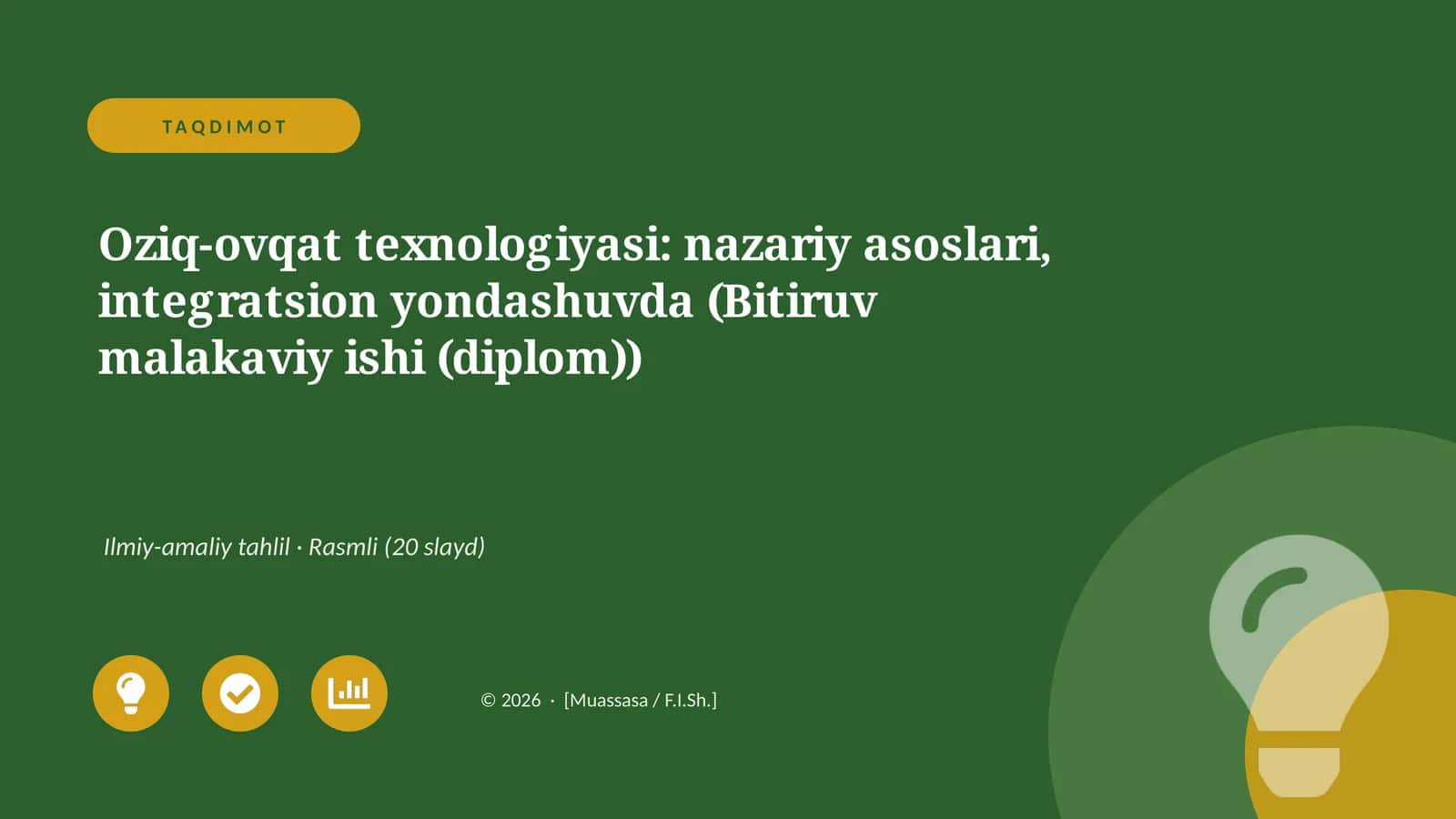 Oziq-ovqat texnologiyasi: nazariy asoslari, integratsion yondashuvda 1