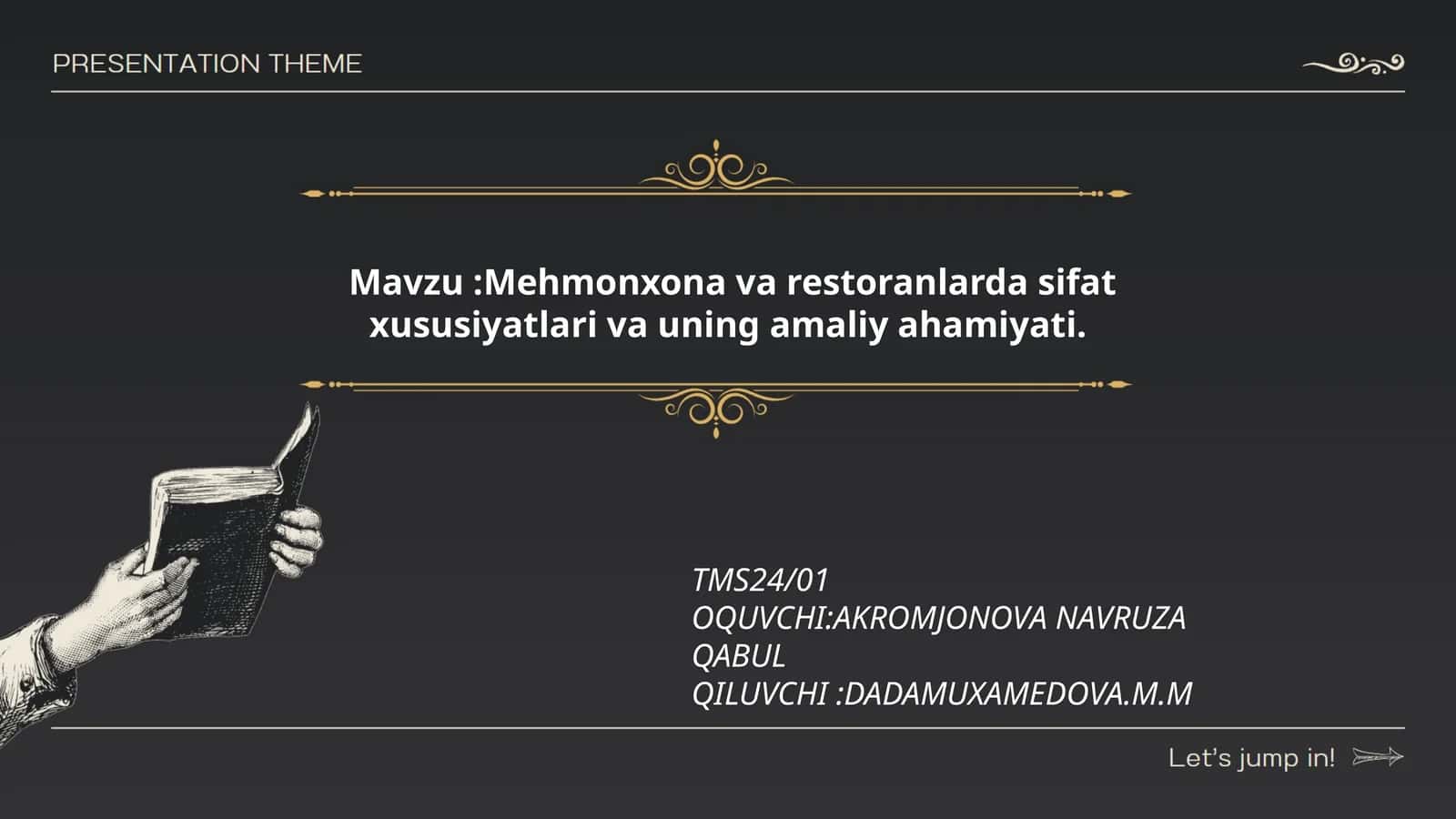Mehmonxona va restoranlarda sifat xususiyatlari va uning amaliy ahamiyati 1
