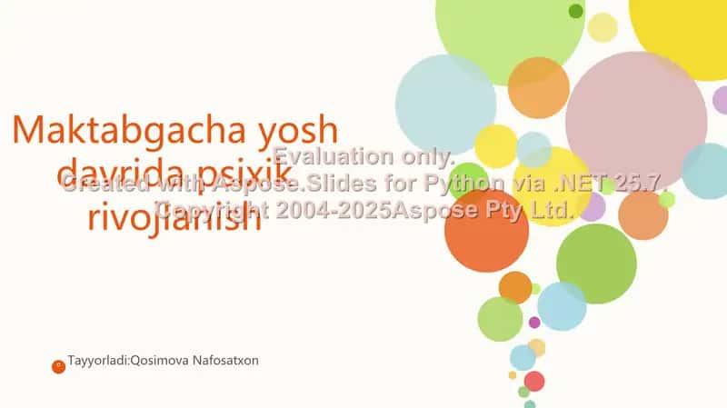 Maktabgacha yosh davri psixologiyasi 1