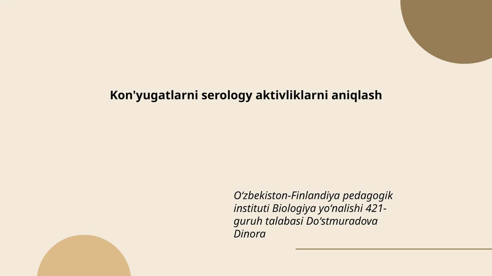 Kon'yugatlarni serology aktivliklarni aniqlash 1