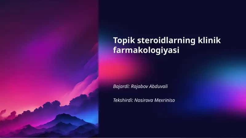 Topik steroidlarning klinik farmakologiyasi 1