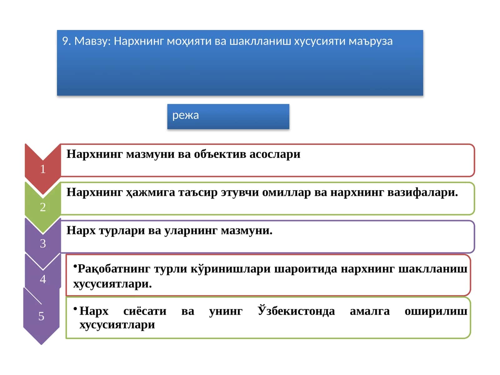 Нархнинг моҳияти ва шаклланиш хусусияти маъруза 1