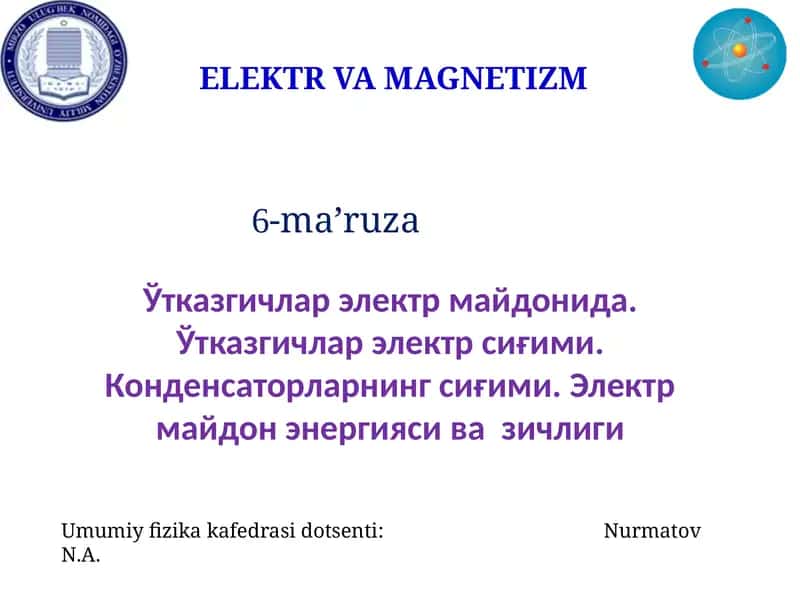 Elektr va magnetizm 1