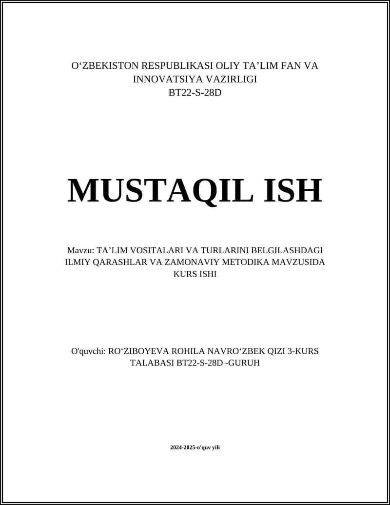 Ta'lim vositalarining ilmiy asoslari 1