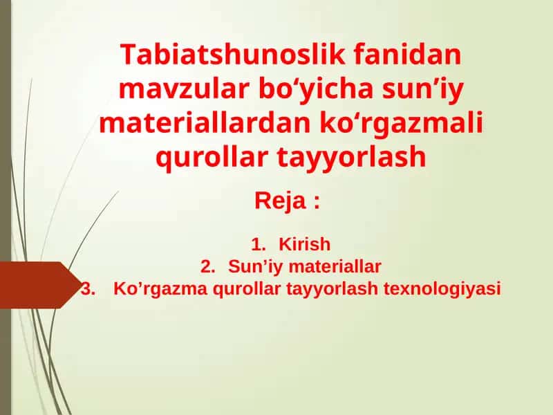 Ko'rgazma qurollar tayyorlash texnologiyasi 1