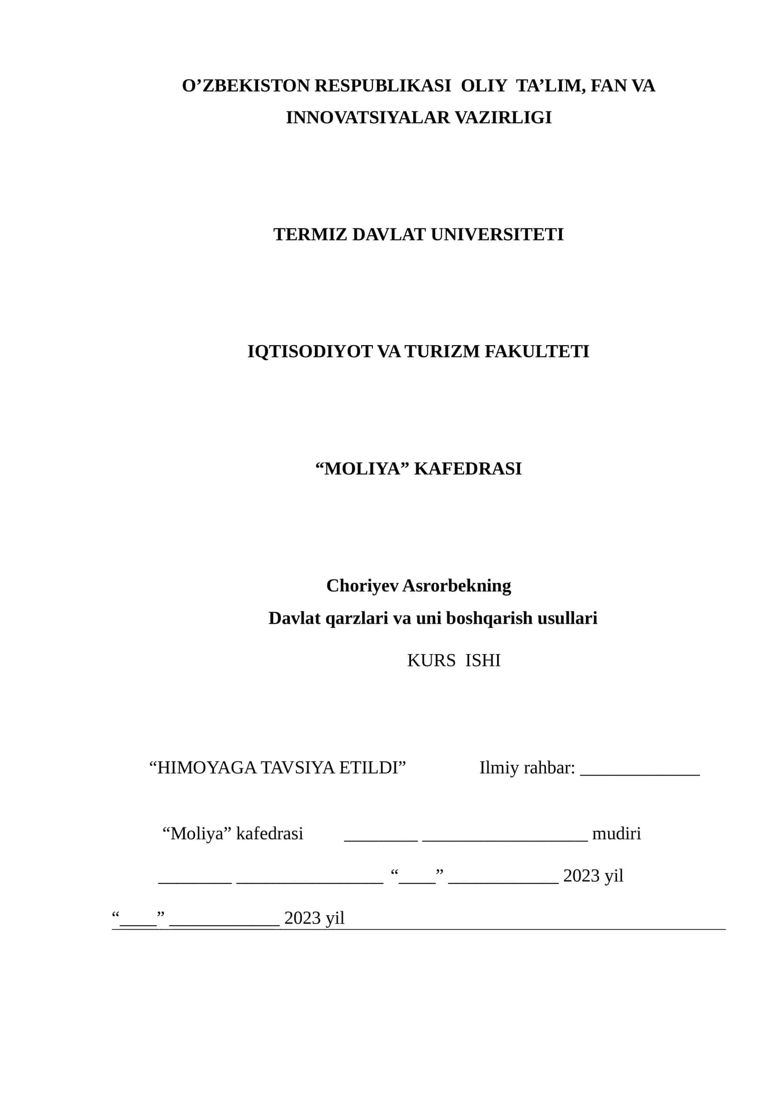 Davlat qarzlari va uni boshqarish usullari 1