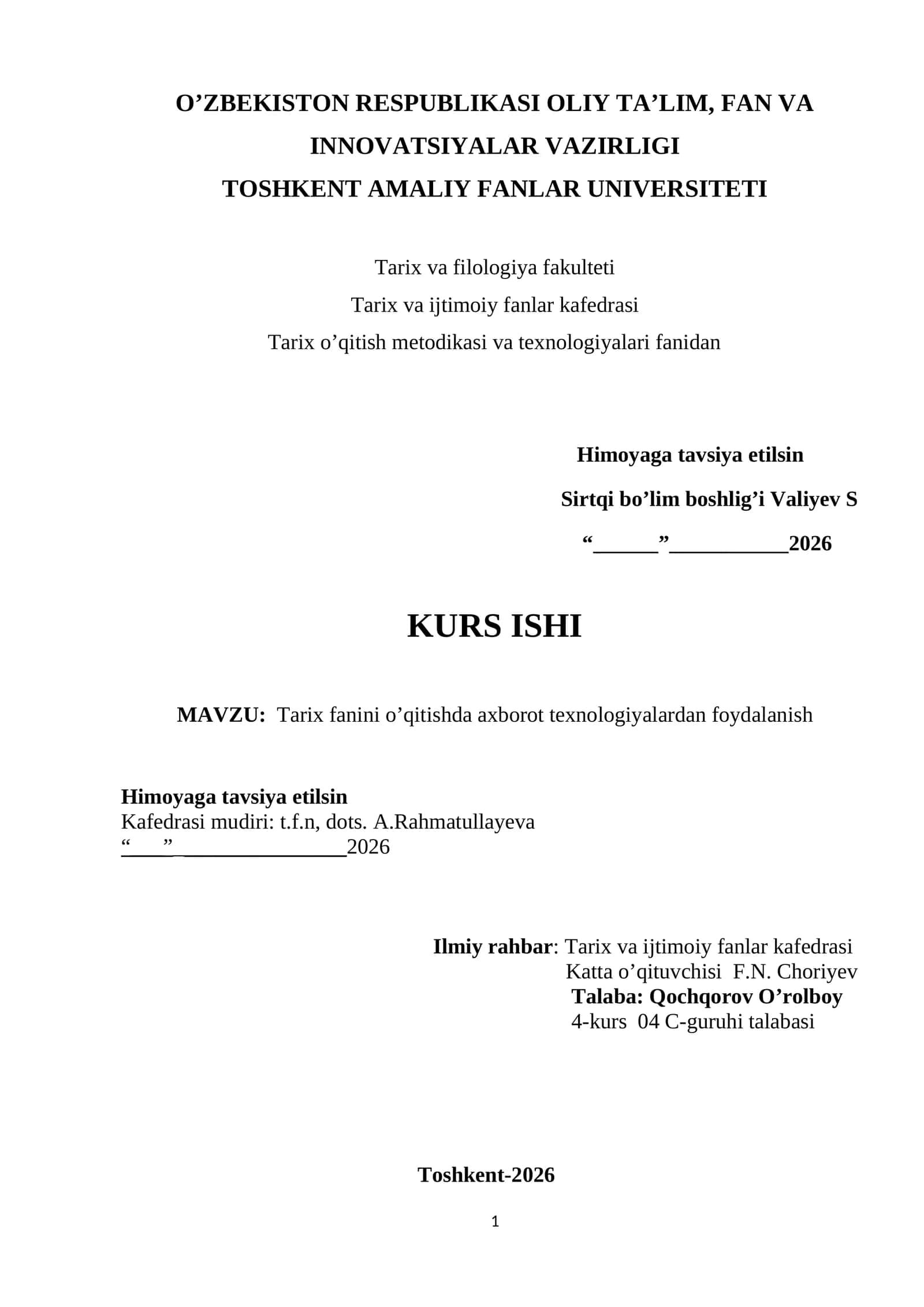 Tarix fanini o’qitishda axborot texnologiyalardan foydalanish 1