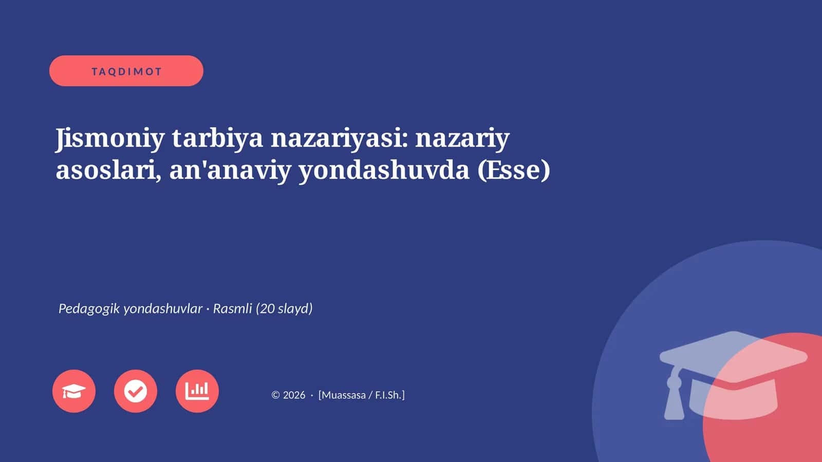 Jismoniy tarbiya nazariyasi: nazariy asoslari, an'anaviy yondashuvda (Esse) 1