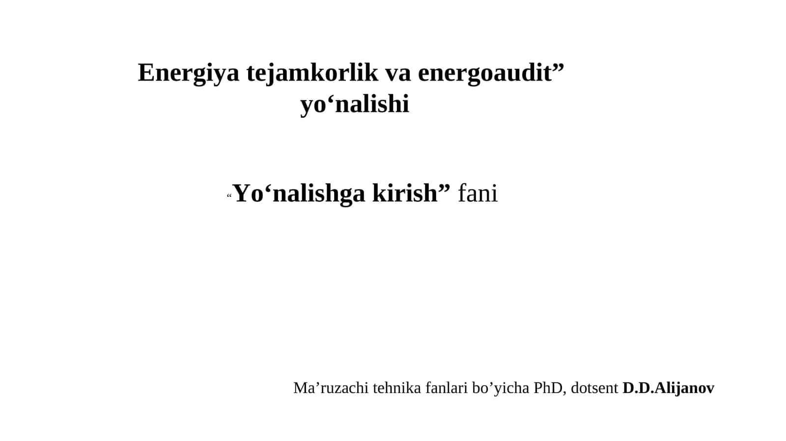 Energiya tejamkorlik va energoaudit 1