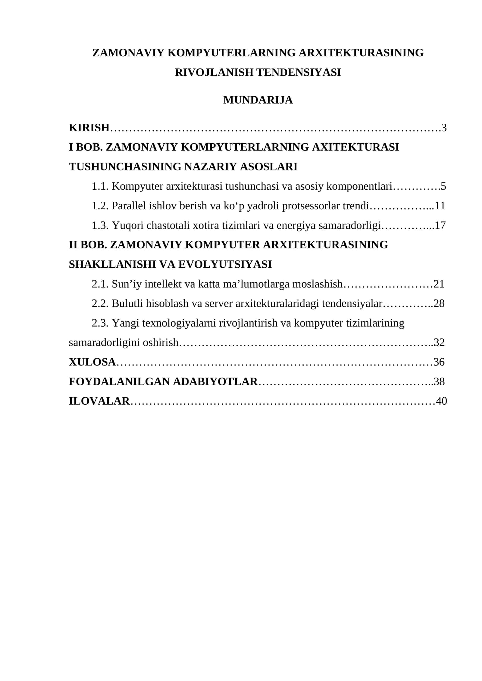 ZAMONAVIY KOMPYUTERLARNING ARXITEKTURASINING RIVOJLANISH TENDENSIYASI 1