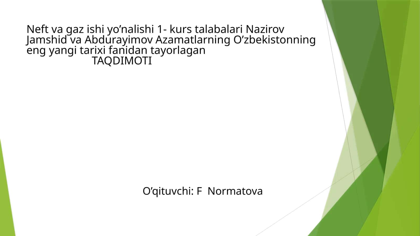 O'zbekistonning eng yangi tarixi fani 1