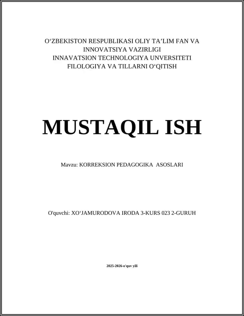 KORREKSION PEDAGOGIKA ASOSLARI 1