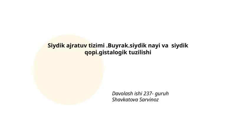 Siydik ajratuv tizimi.Buyrak 1