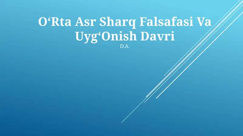 OʻRta Asr Sharq Falsafasi Va UygʻOnish Davri 1