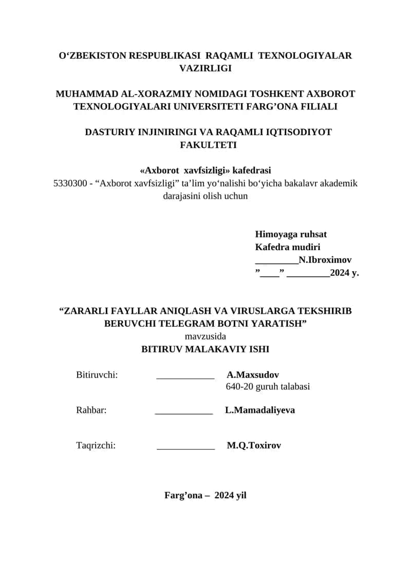 Zararli Fayllar Aniqlash Va Viruslargа Tekshirib Beruvchi Telegram Botni Yaratish 1