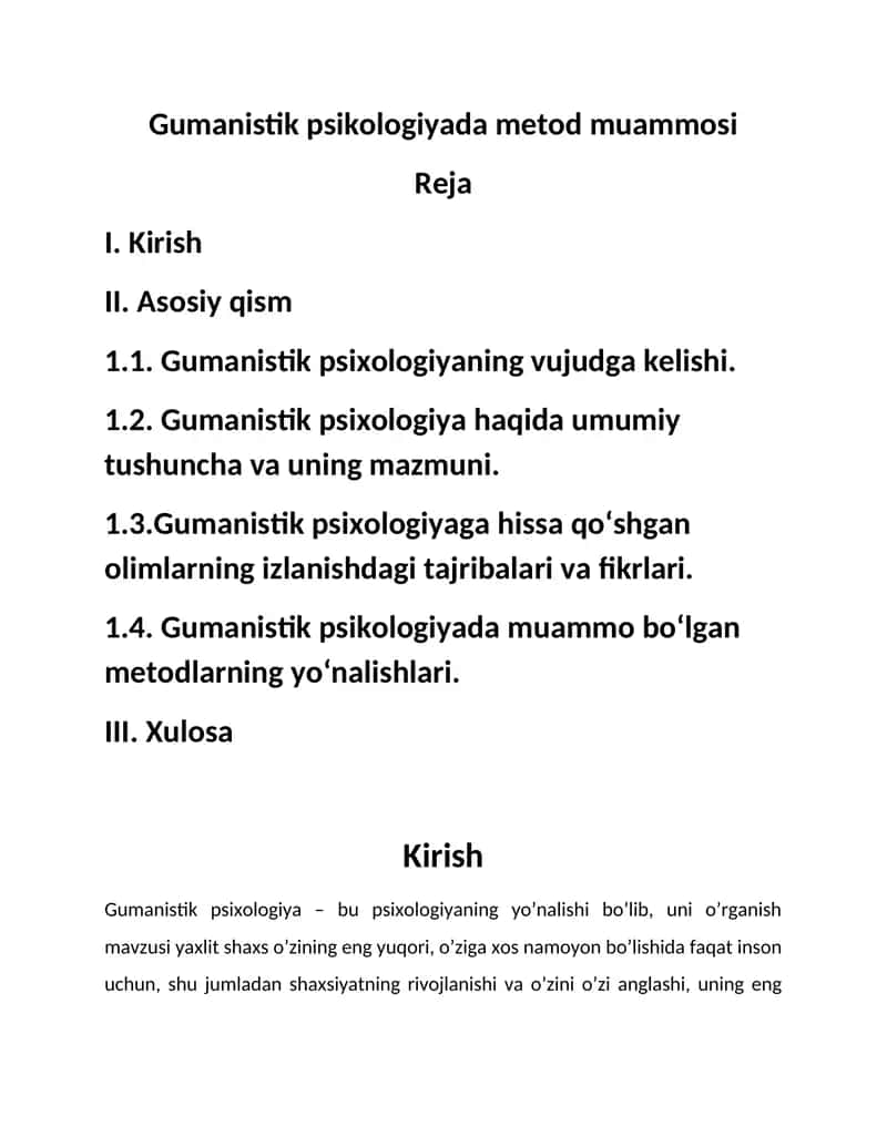 gumanistik psixologiyada metod muammolari 1