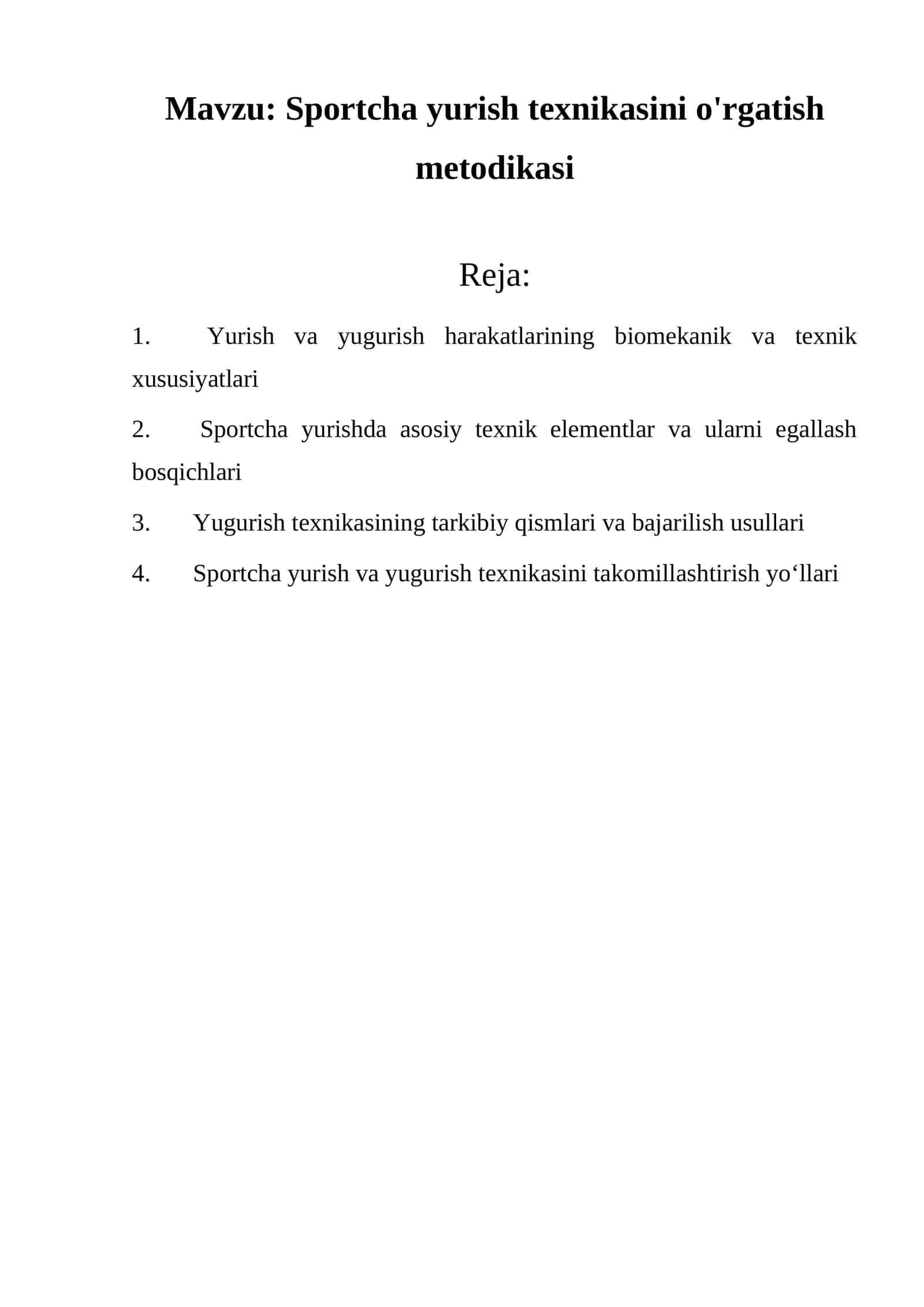 Sportcha yurish texnikasini o'rgatish metodikasi 1