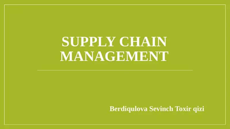 Supply chain management 1