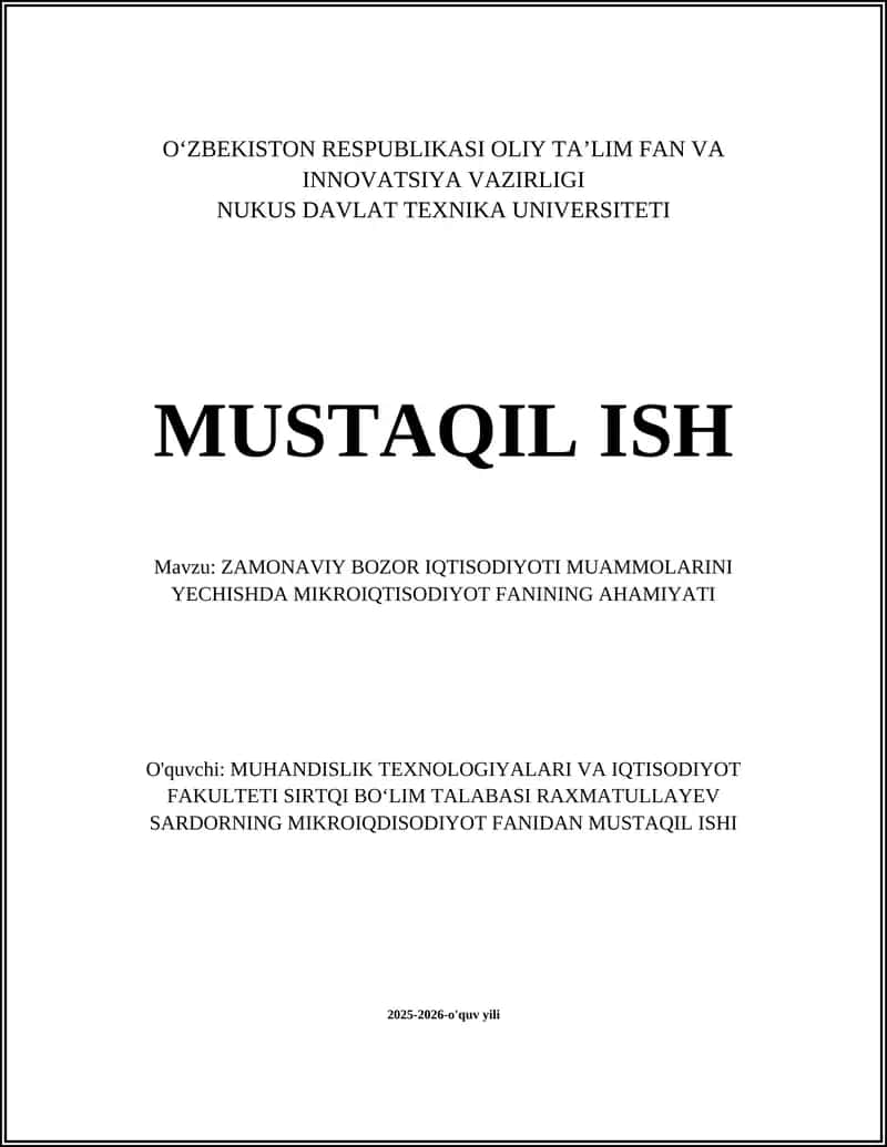 Mikroiqtisodiyot fanining ahmiyatini tushuntirish 1