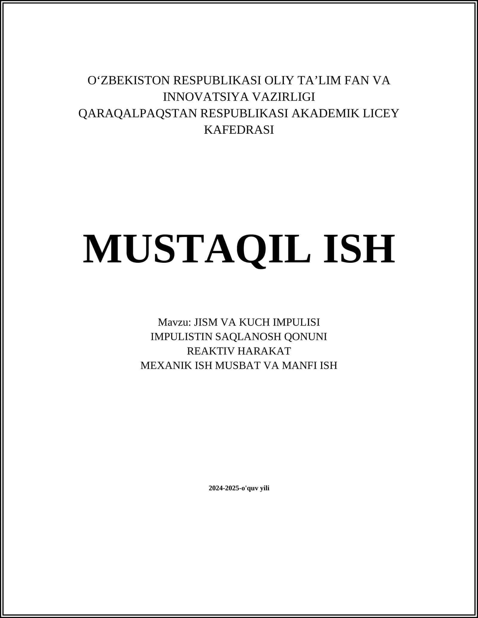 IMPULISTIN SAQLANOSH QONUNI 1
