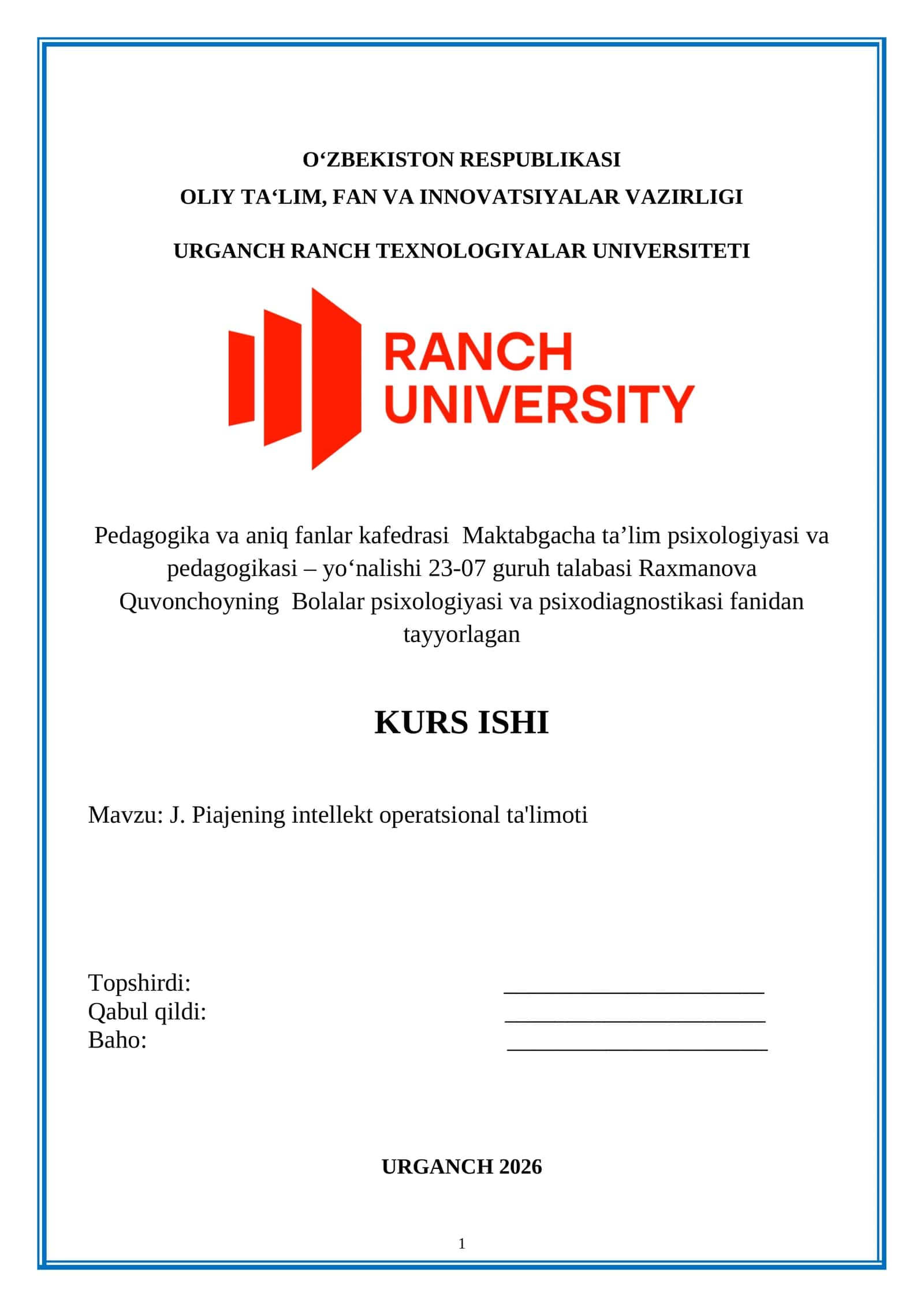J. Piajening intellekt operatsional ta'limoti 1