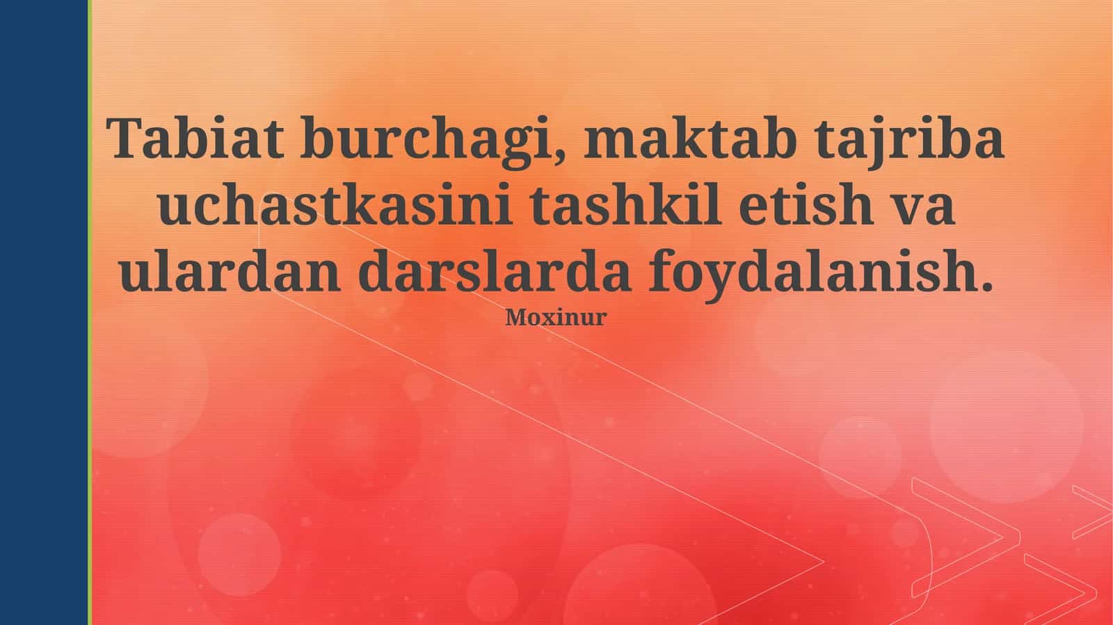 Tabiat burchagi, maktab tajriba uchastkasini tashkil etish va ulardan darslarda foydalanish 1