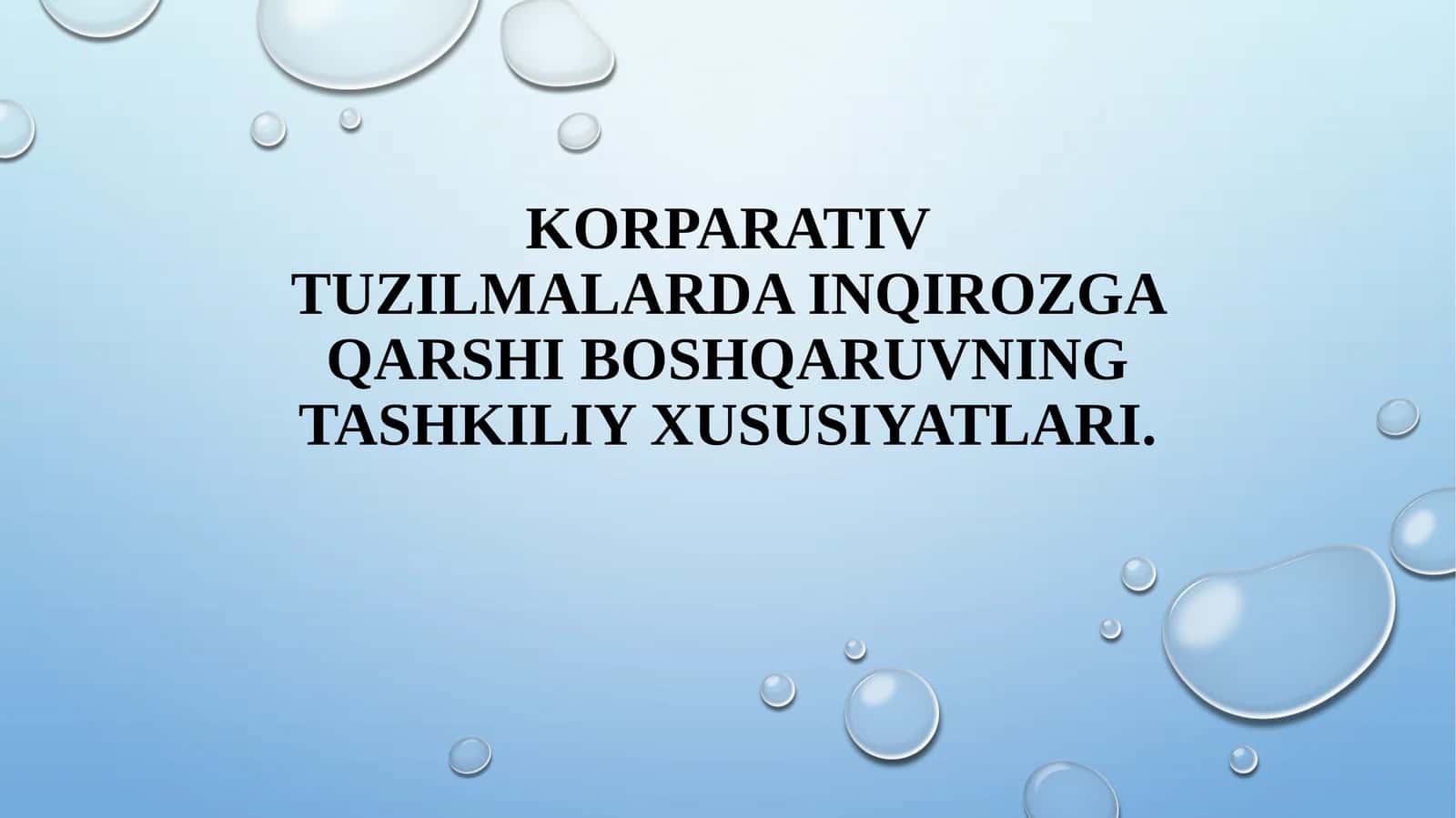 Inqirozga qarshi boshqaruvning tashkiliy xususiyatlari 1