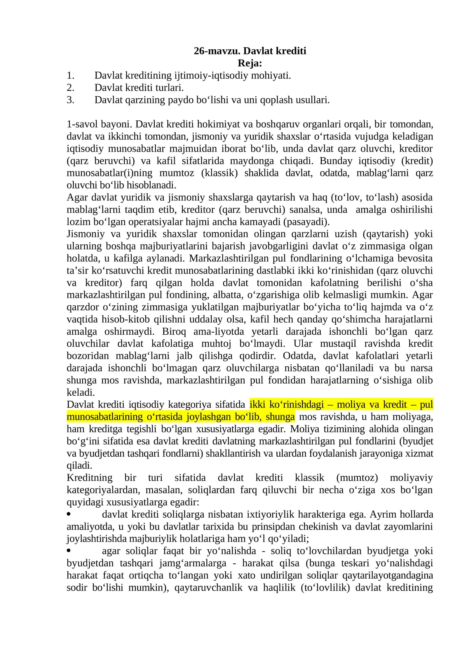 Davlat krediti 1