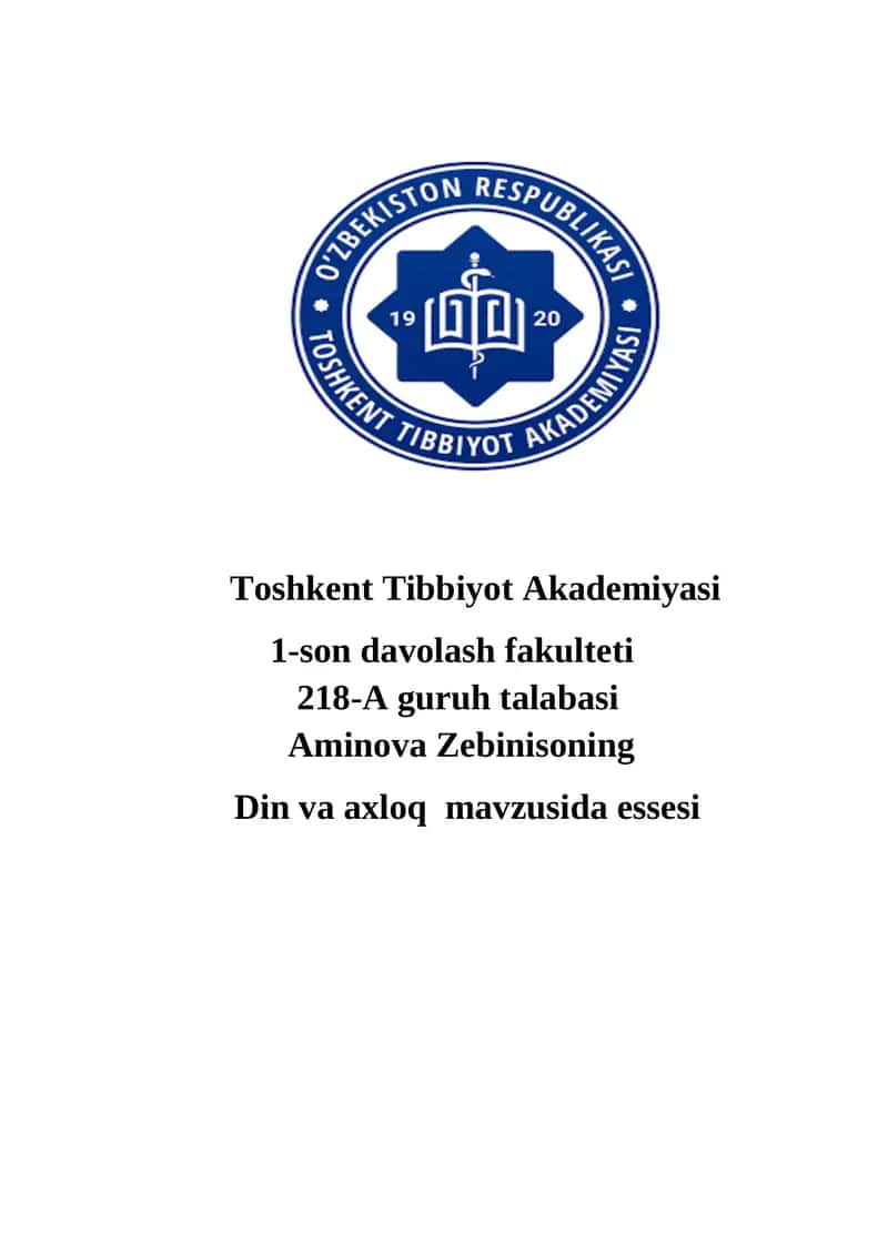 Din va axloq mavzusida essesi 1