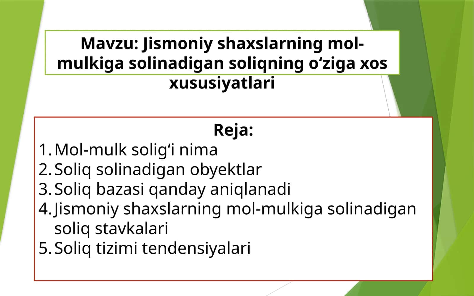 Jismoniy shaxslarining mol-mulkiga solinadigan soliqning o‘ziga xos xususiyatlari 1