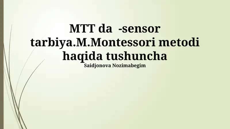 MTT sensorli mashg'ulotlar 1