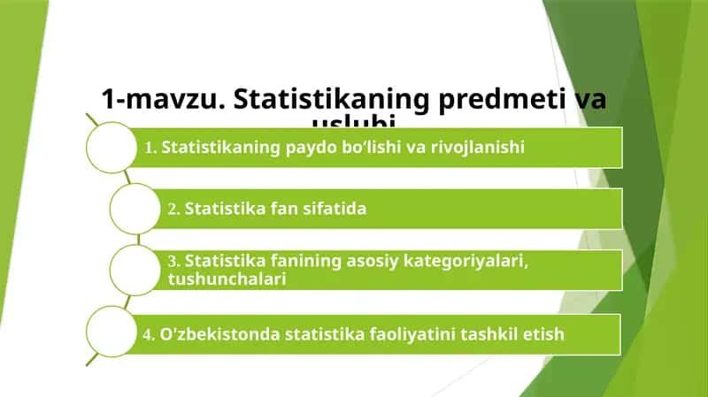 Statistikaning predmeti va uslubi 1