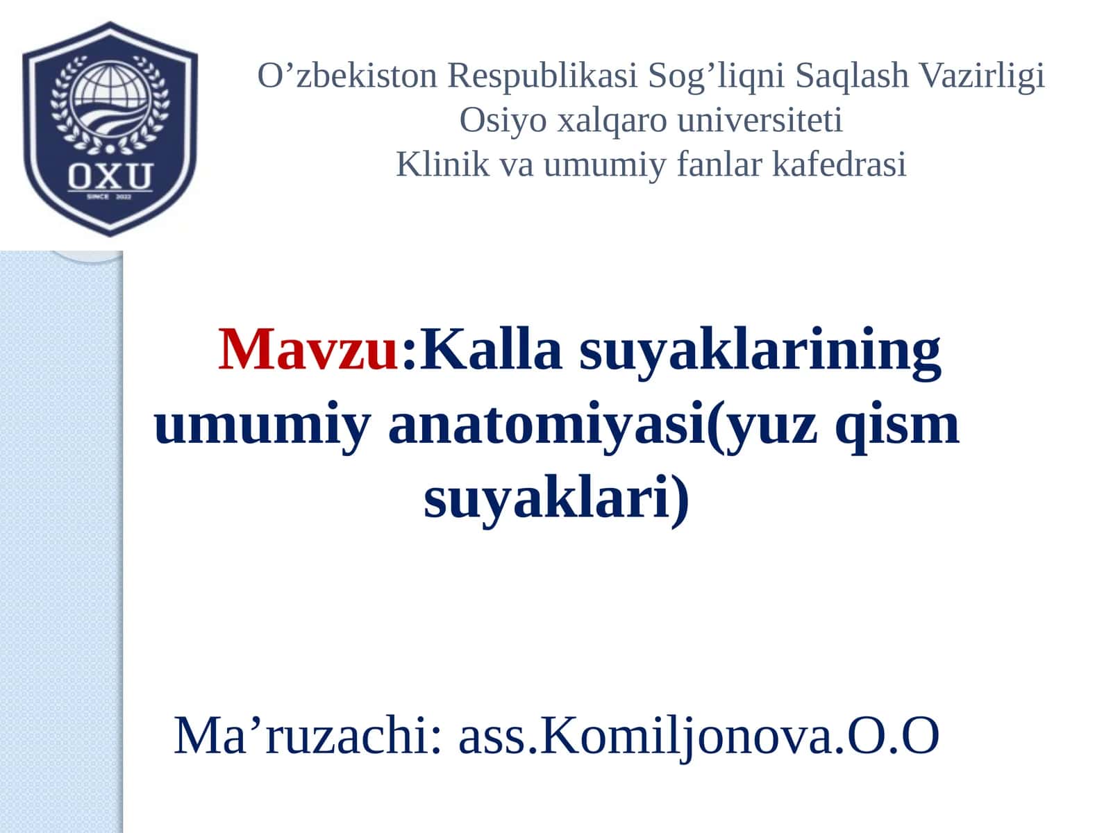 Kallasuyaklarining umumiy anatomiyasi (yuz qism suyaklari) 1