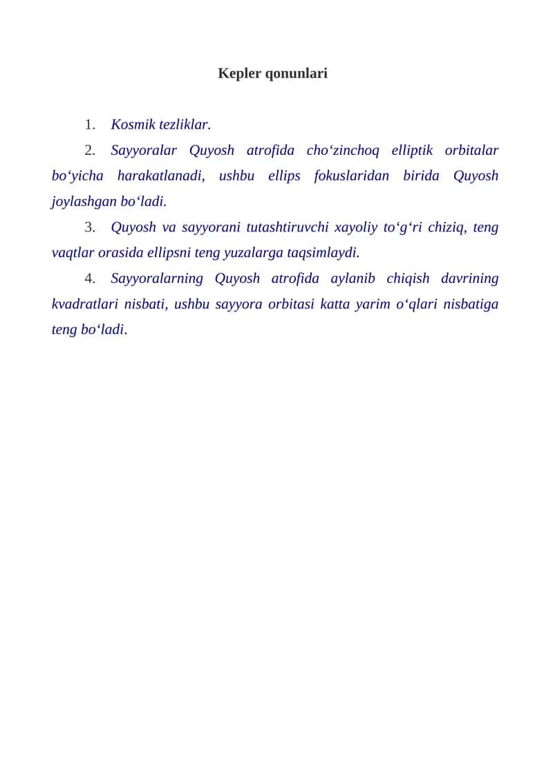 Kepler qonunlari 1