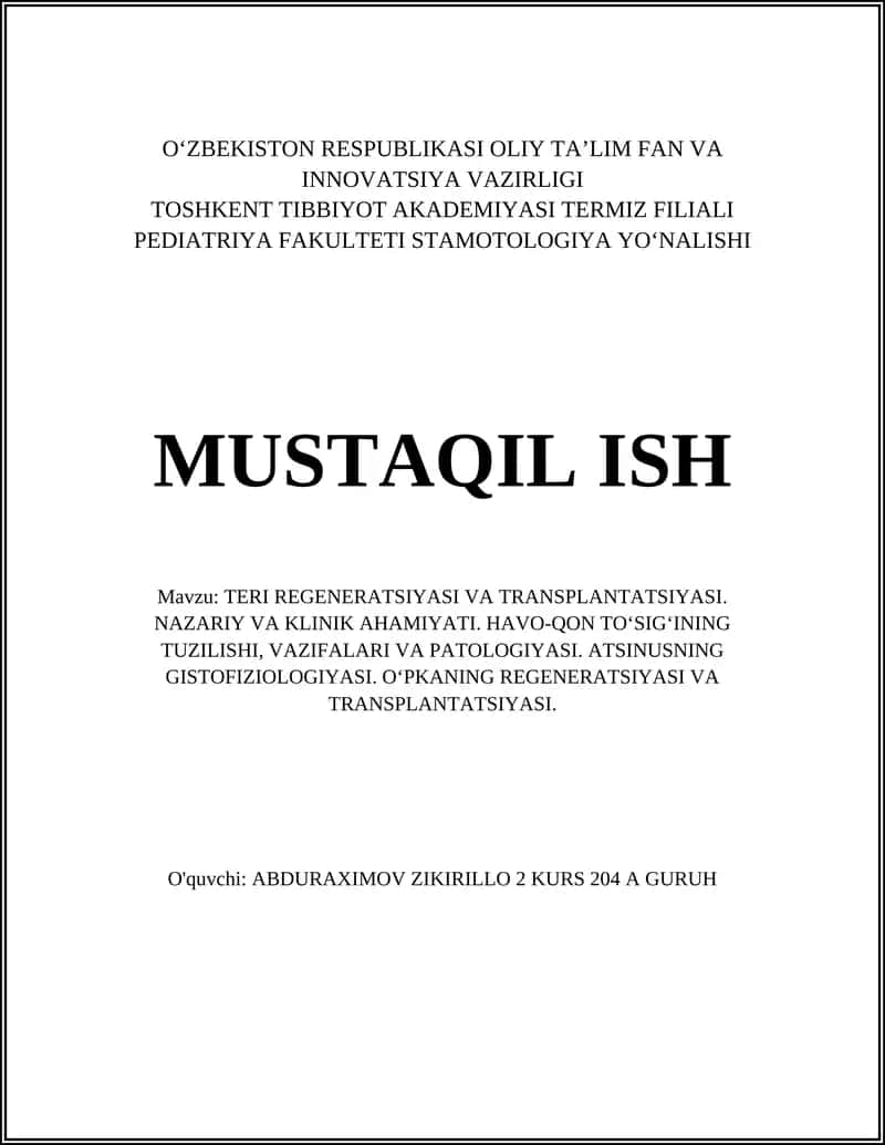 TERI REGENERATSIYASI VA TRANSPLANTATSIYASI 1