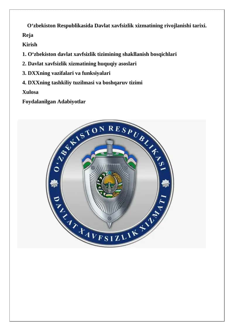 O‘zbekiston Respublikasida Davlat xavfsizlik xizmati 1