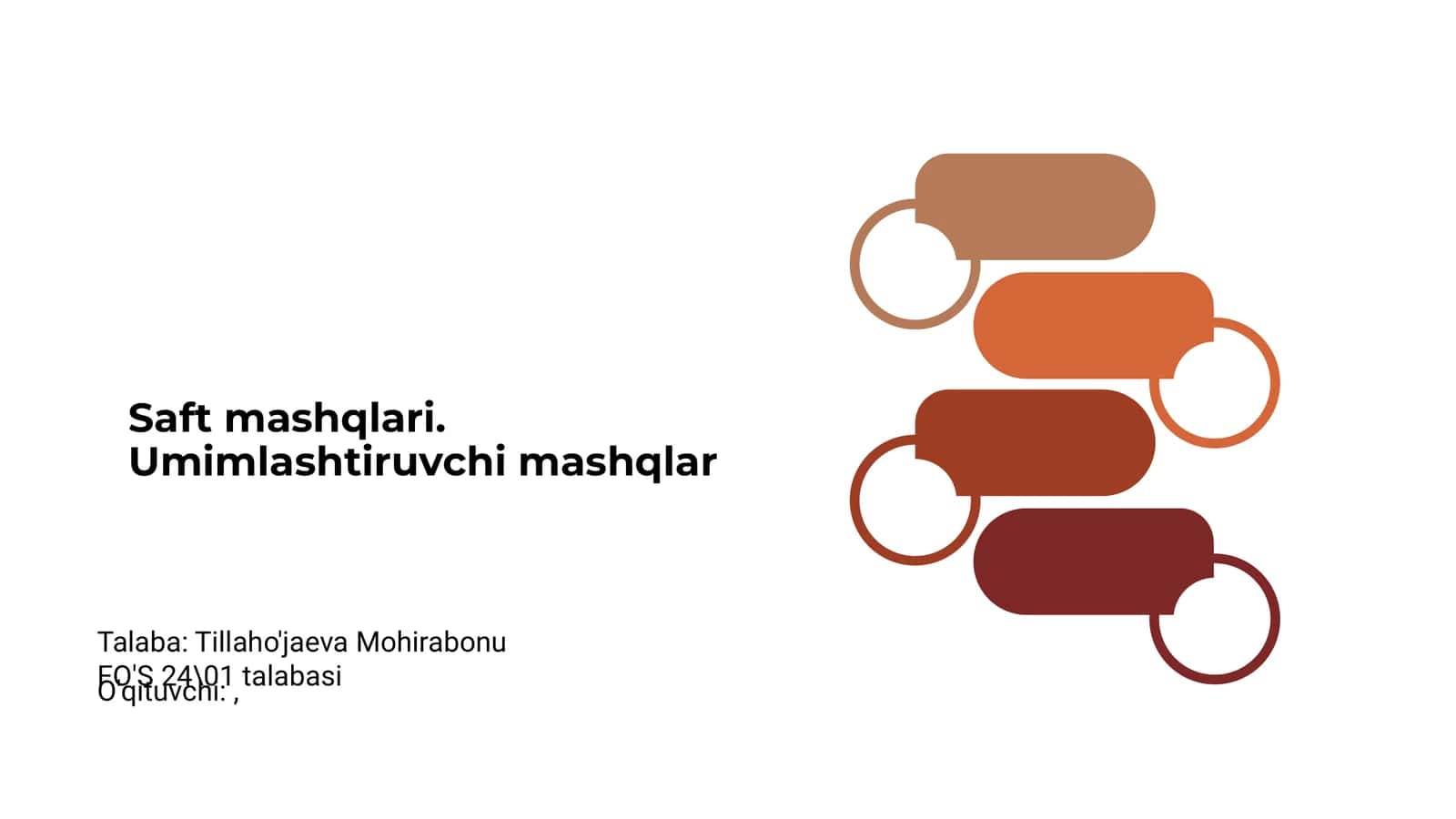 Saft mashqlari. Umimlashtiruvchi mashqlar 1