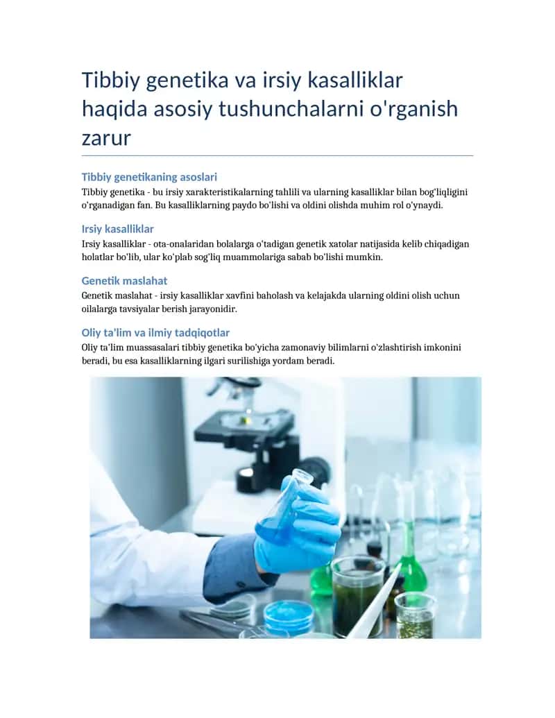 Tibbiy genetika va irsiy kasalliklar 1