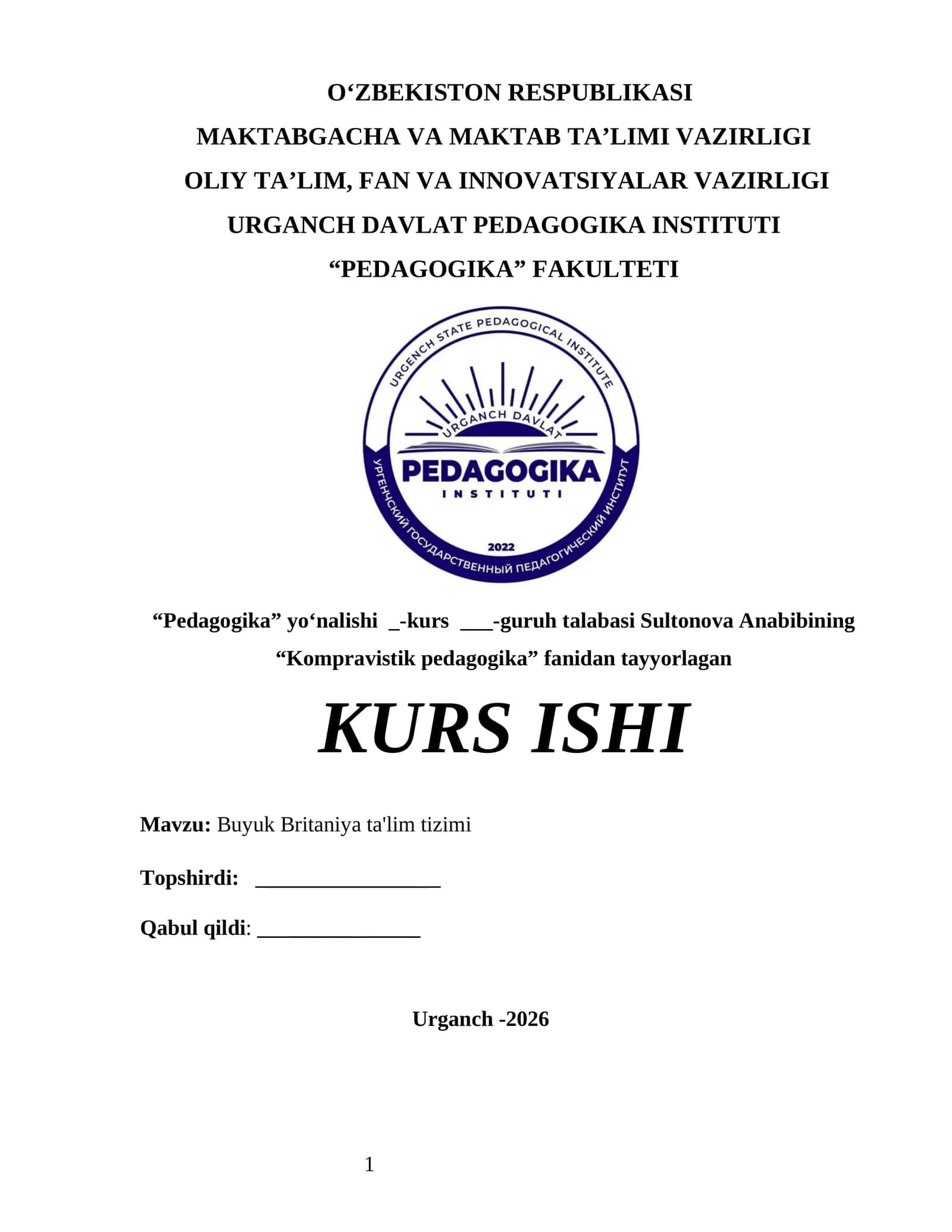 Kompravistik pedagogika kurs ishi 1