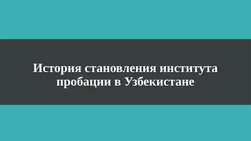 История становления института пробации в Узбекистане 1