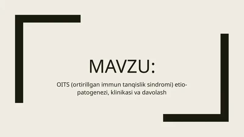 OITS etio-patogenezi, klinikasi va davolash 1
