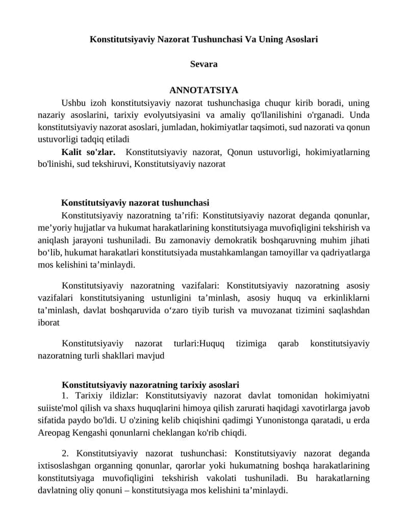 Konstitutsiyaviy Nazorat Tushunchasi Va Uning Asoslari 1