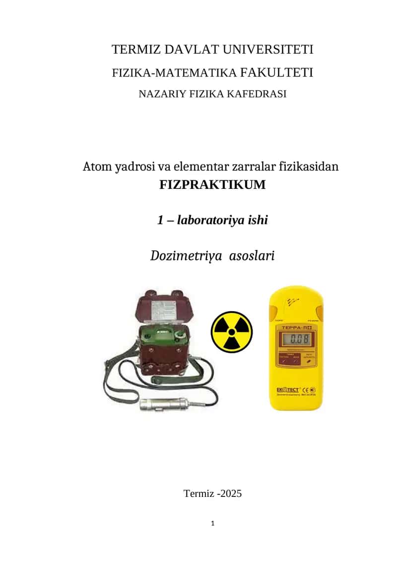 Dozimetriya asoslari 1