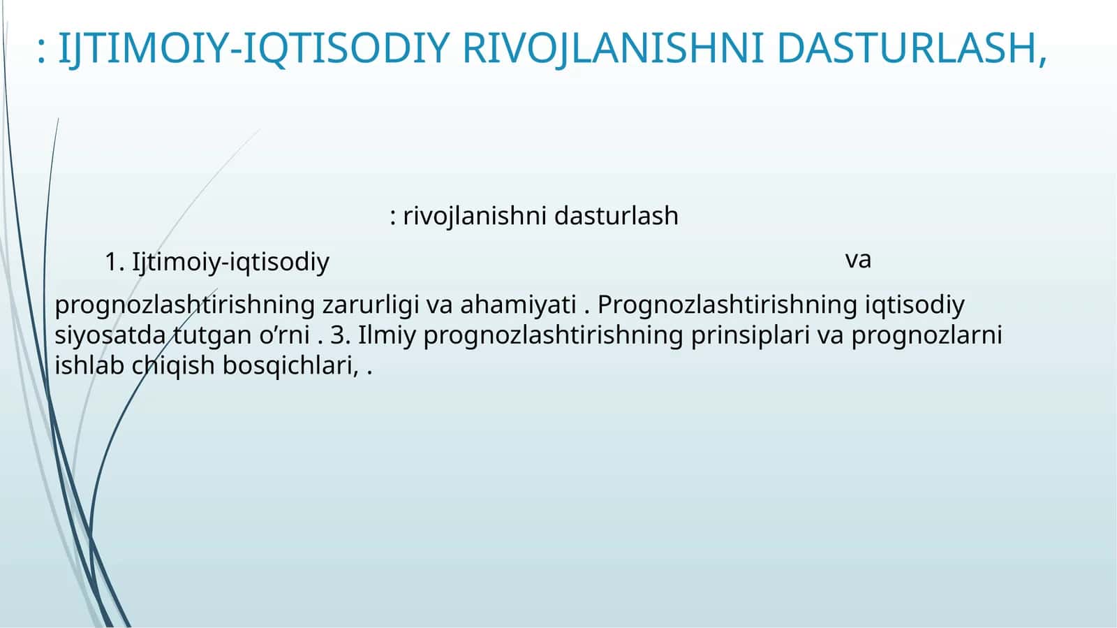 Ijtimoiy-iqtisodiy rivojlanishni dasturlash 1