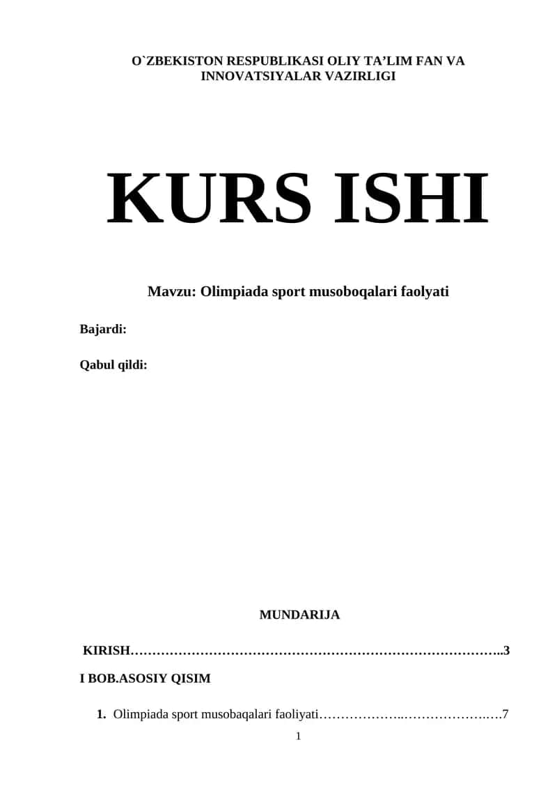 Olimpiada sport musoboqalari faolyati 1
