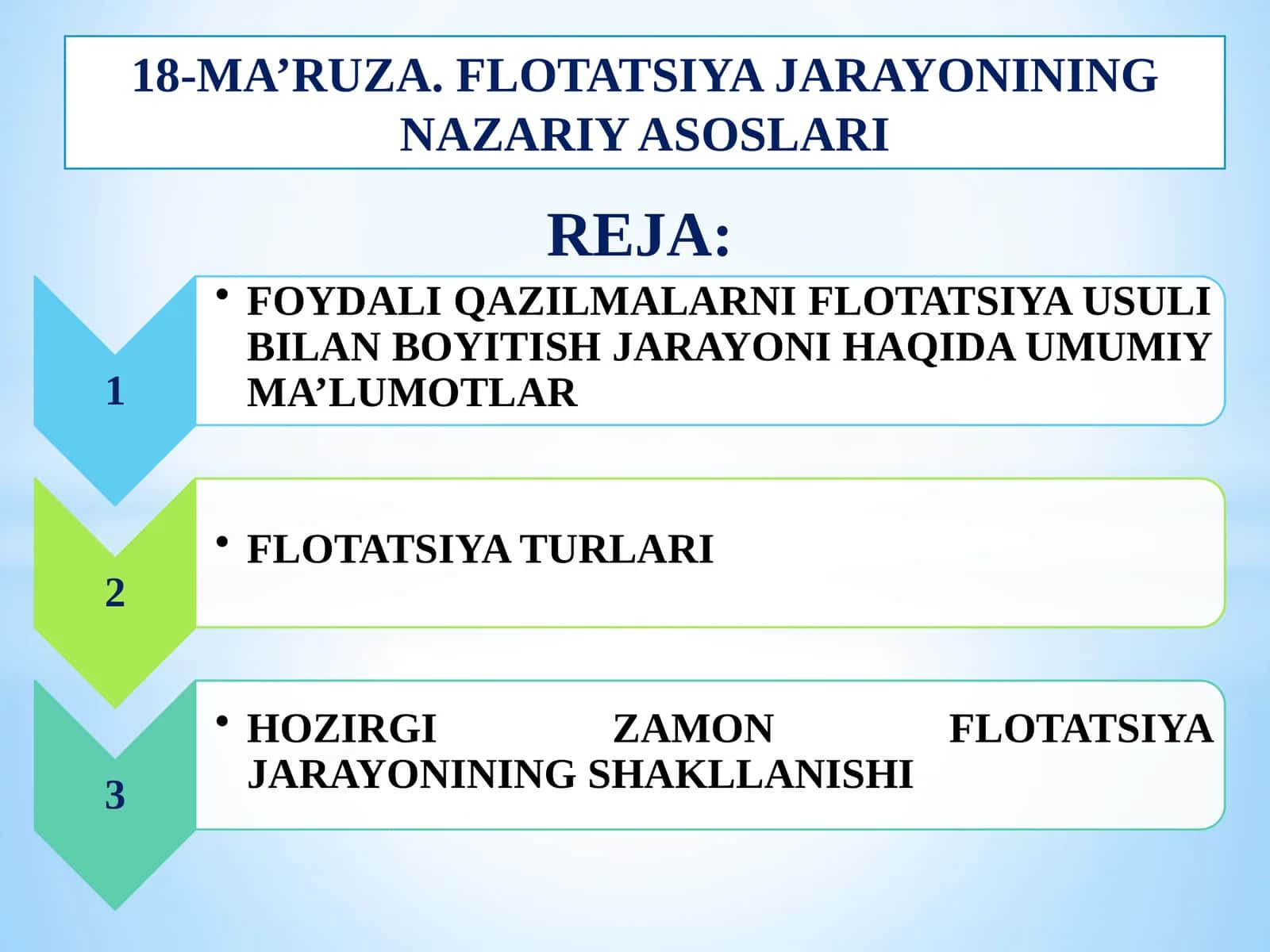 Flotatsiya jarayonining nazariy asoslari 1