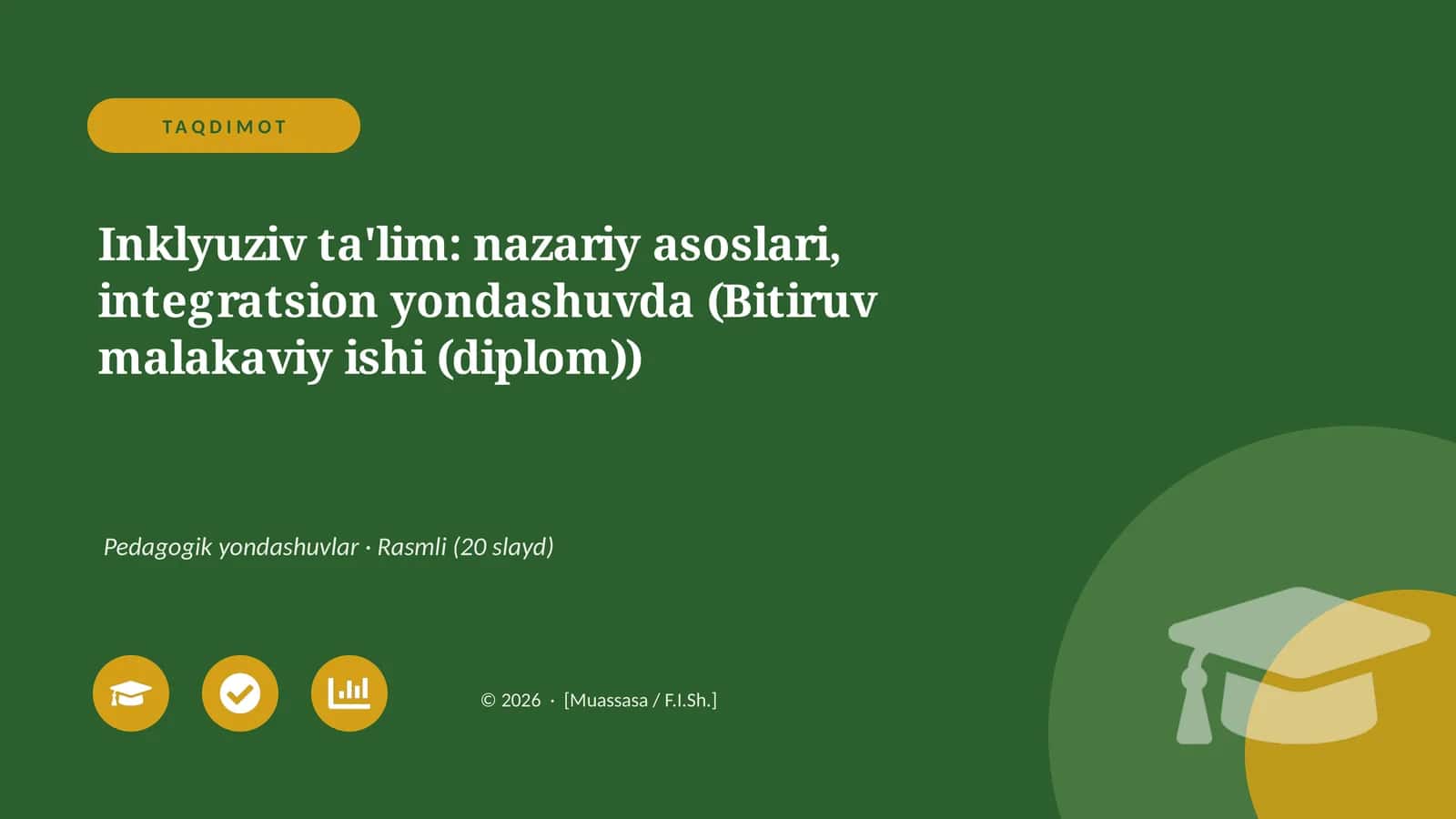 Inklyuziv ta'lim: nazariy asoslari, integratsion yondashuvda (Bitiruv malakaviy ishi (diplom)) 1